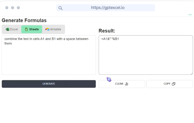 Generate Spreadsheet Formulas with AI.